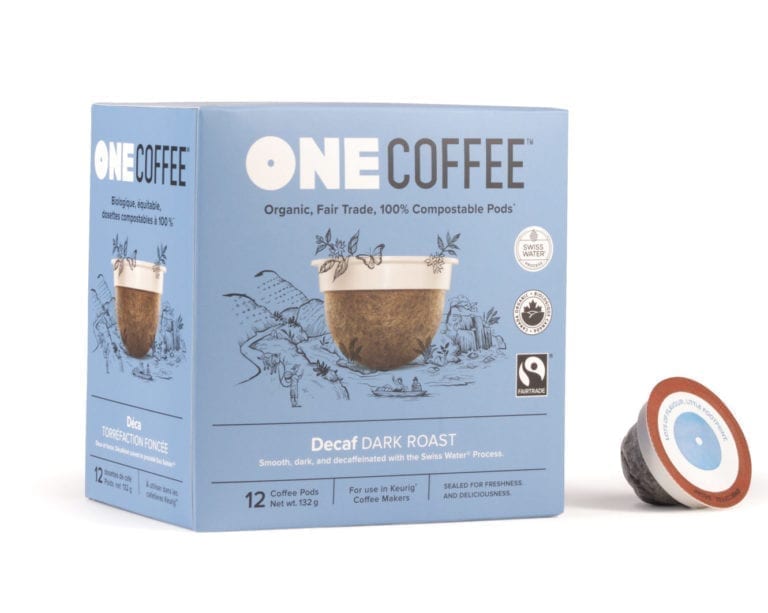 Box of decaf coffee from OneCoffee